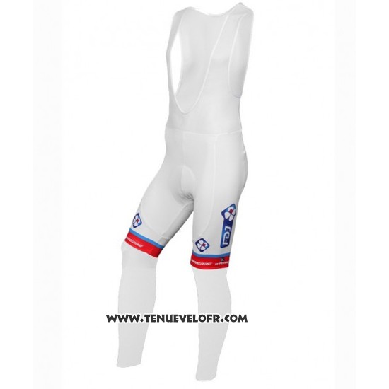 2016 Maillot Ciclismo FDJ Blanc et Bleu Manches Longues et Cuissard